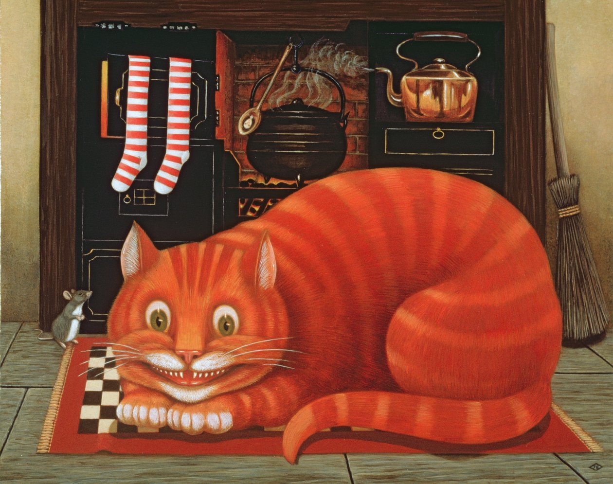 Cheshire Cat, 1993 (öljy ja tempera paneelissa) tekijältä Frances Broomfield