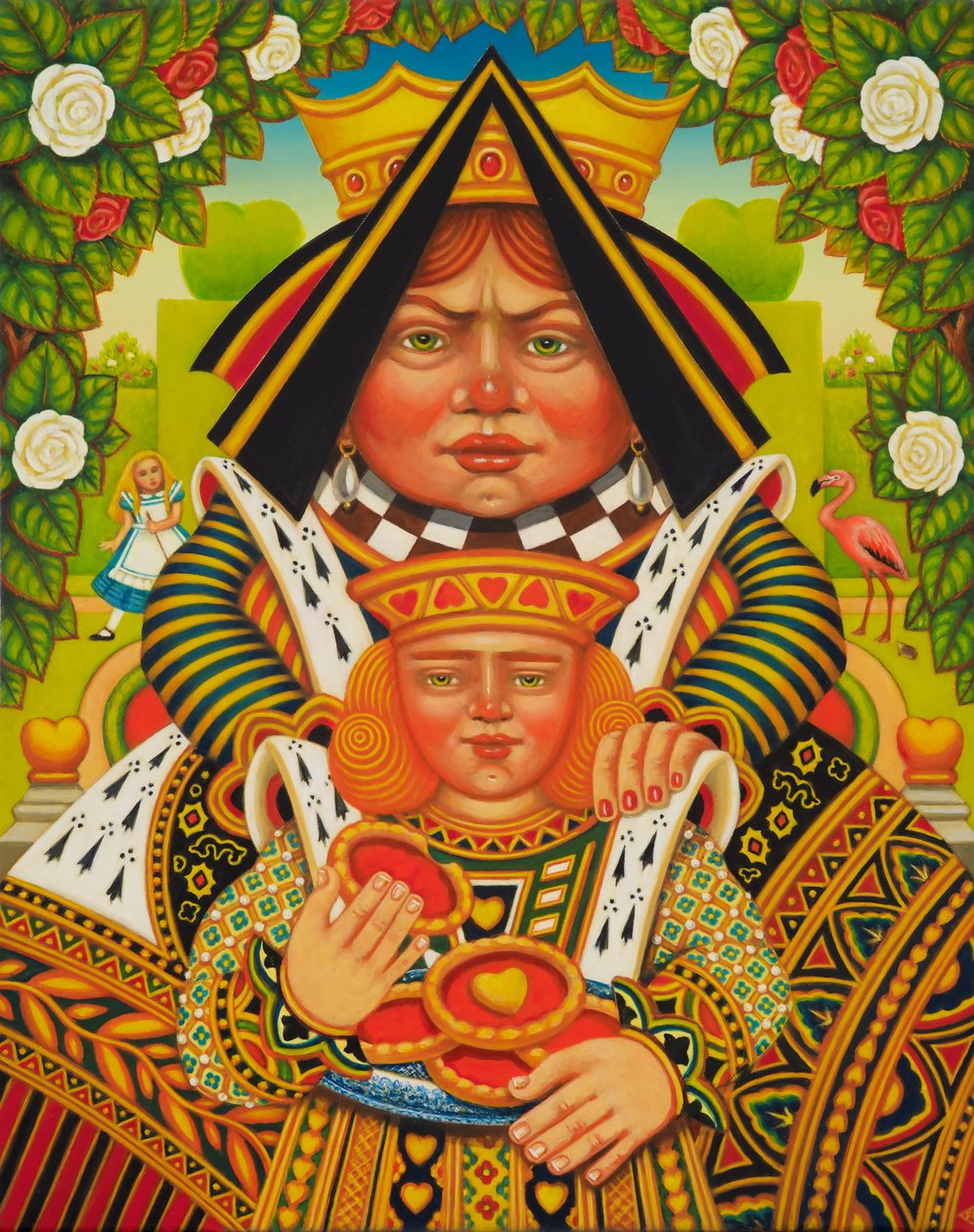 The Knave of Hearts, 2017 (öljy & tempera paneelissa) tekijältä Frances Broomfield