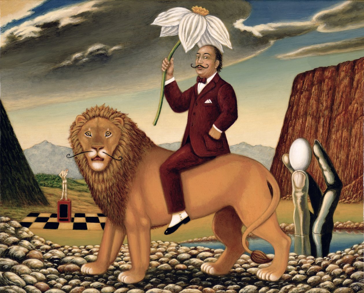 Narsistin metamorfoosi, 1999 (öljy ja tempera paneelissa) tekijältä Frances Broomfield