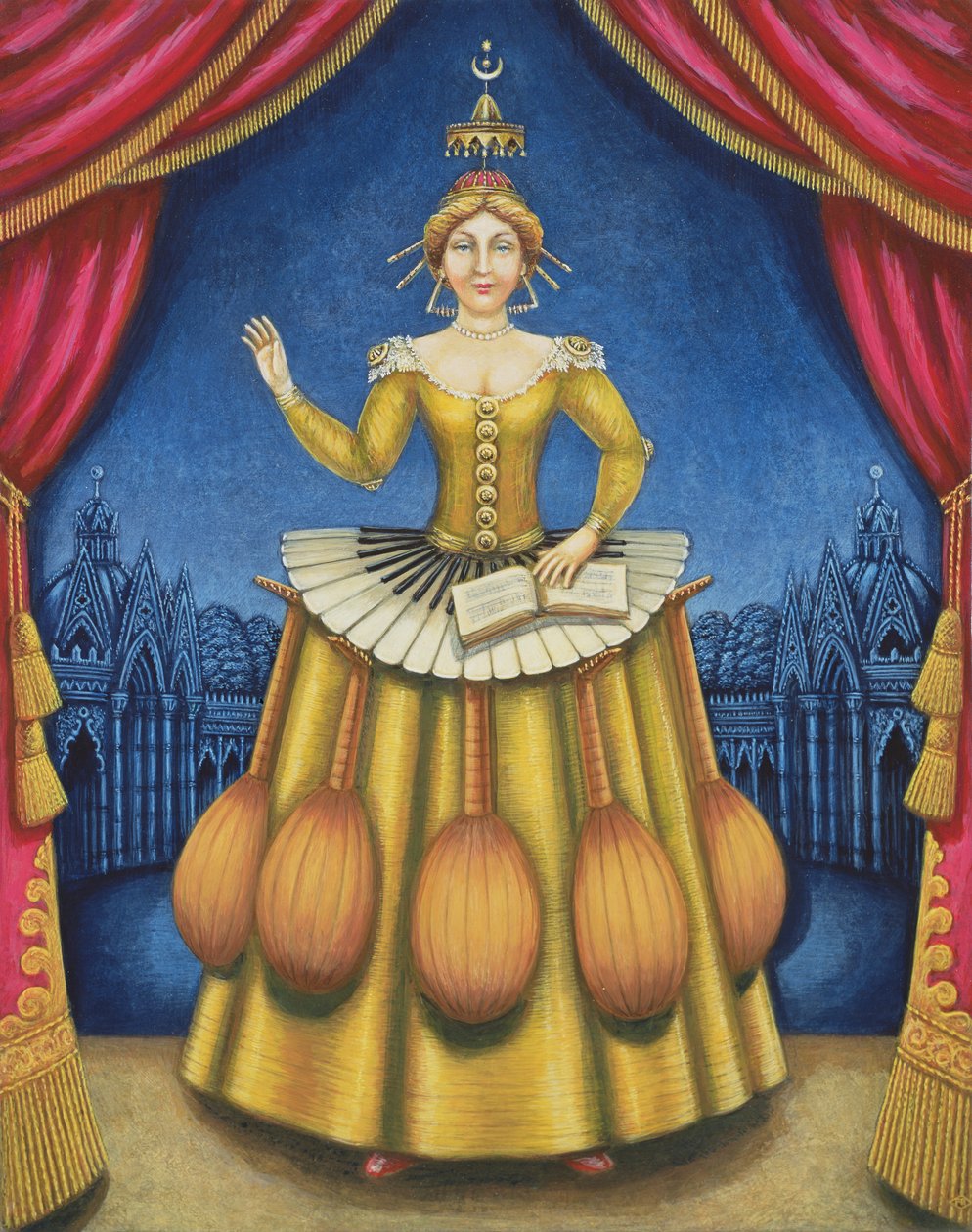 The Musicians Wife, 2002 (öljy ja tempera paneelissa) tekijältä Frances Broomfield