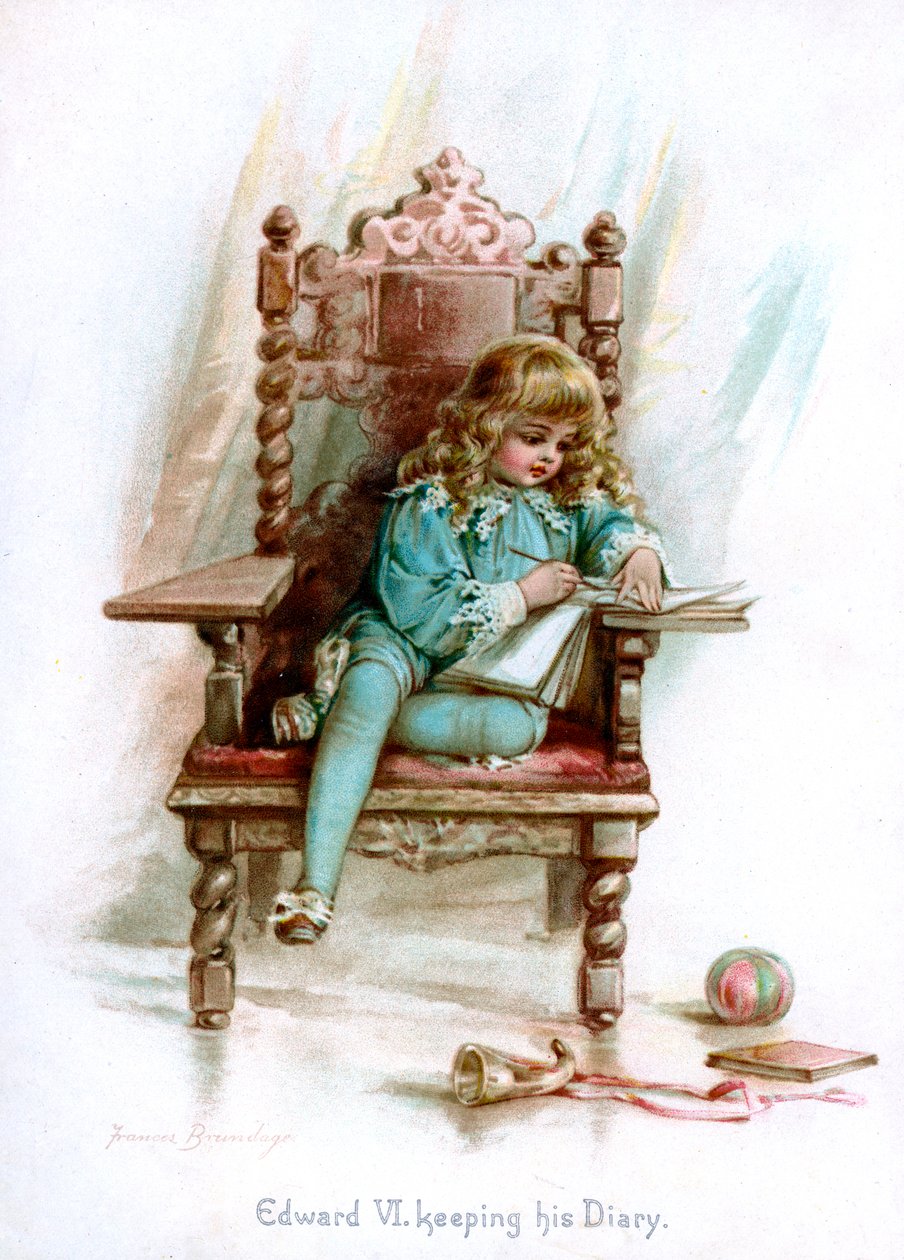 Edward VI, joka pitää päiväkirjaansa, 1897. tekijältä Frances Brundage