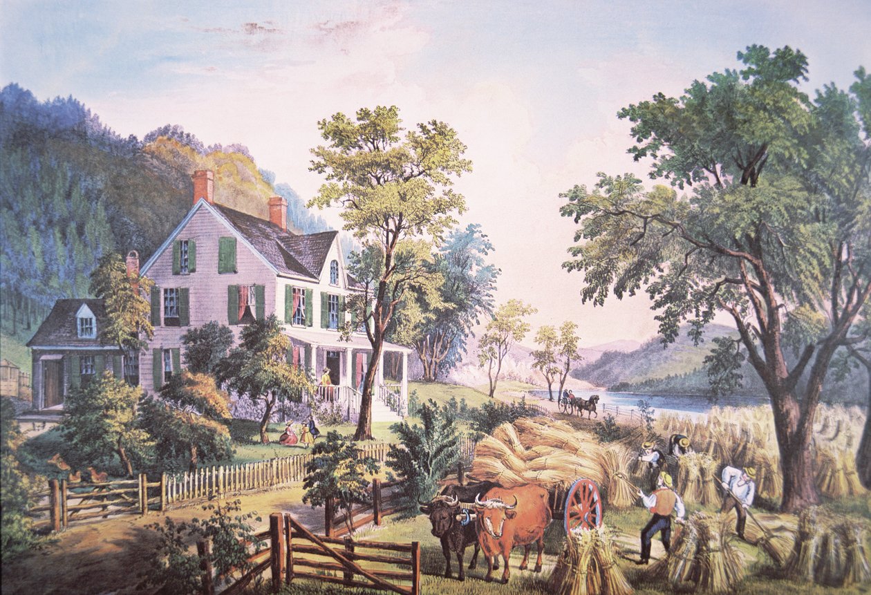 Amerikkalainen maatilakohtaus tekijältä Frances Flora Bond (c.1812 76) Palmer