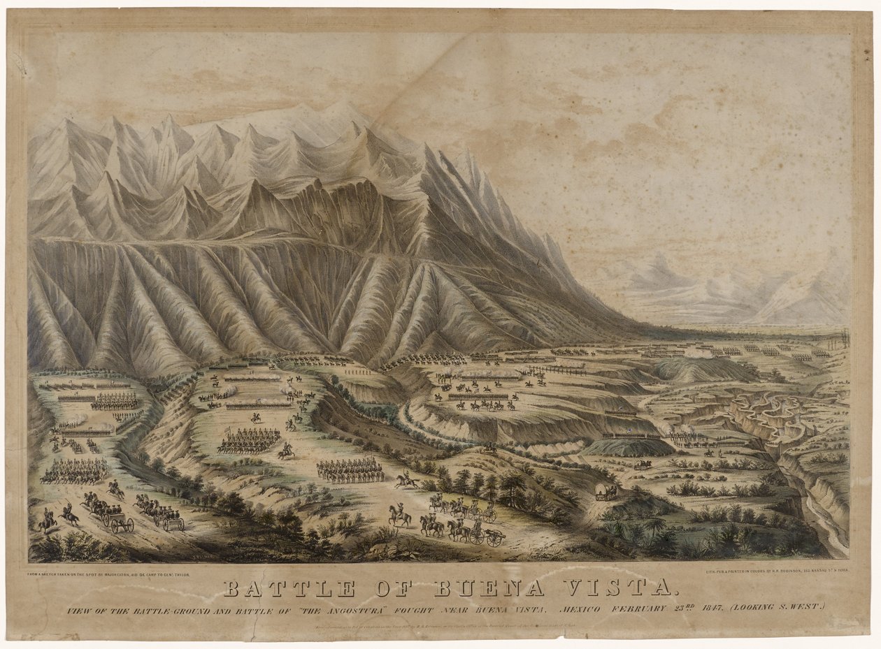 Buena Vistan taistelu, 1847 (kromolitografia kudospaperilla) tekijältä Frances Flora Bond Palmer