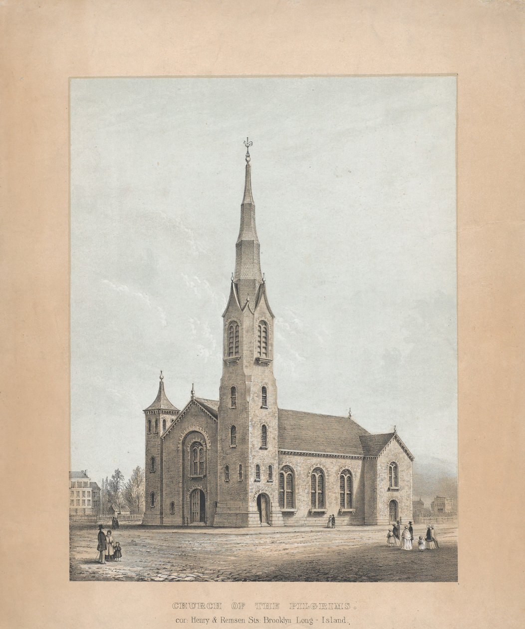 Church of the Pilgrims, Brooklyn, New York, 1844. tekijältä Frances Flora Bond Palmer