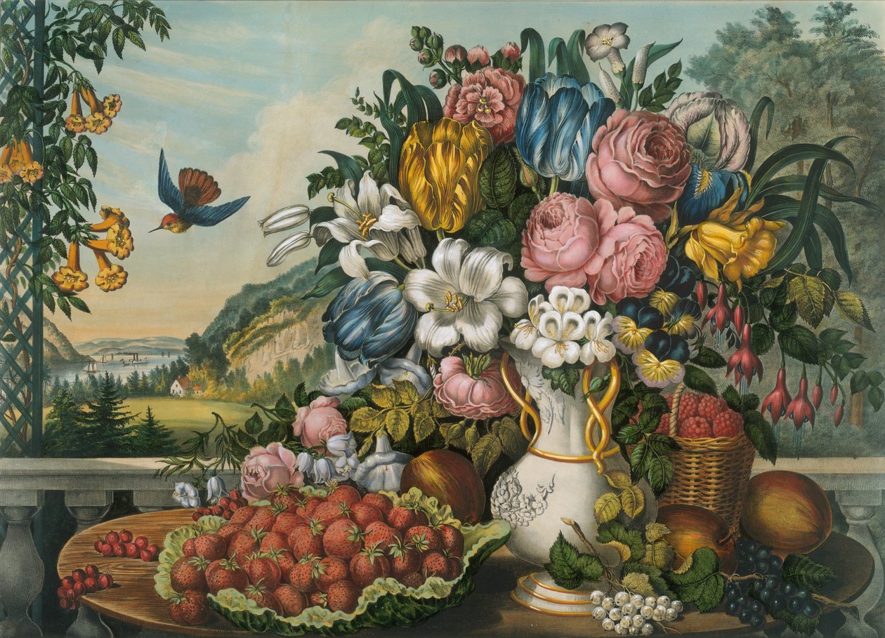 Maisema - hedelmiä ja kukkia, 1862. tekijältä Frances Flora Bond Palmer