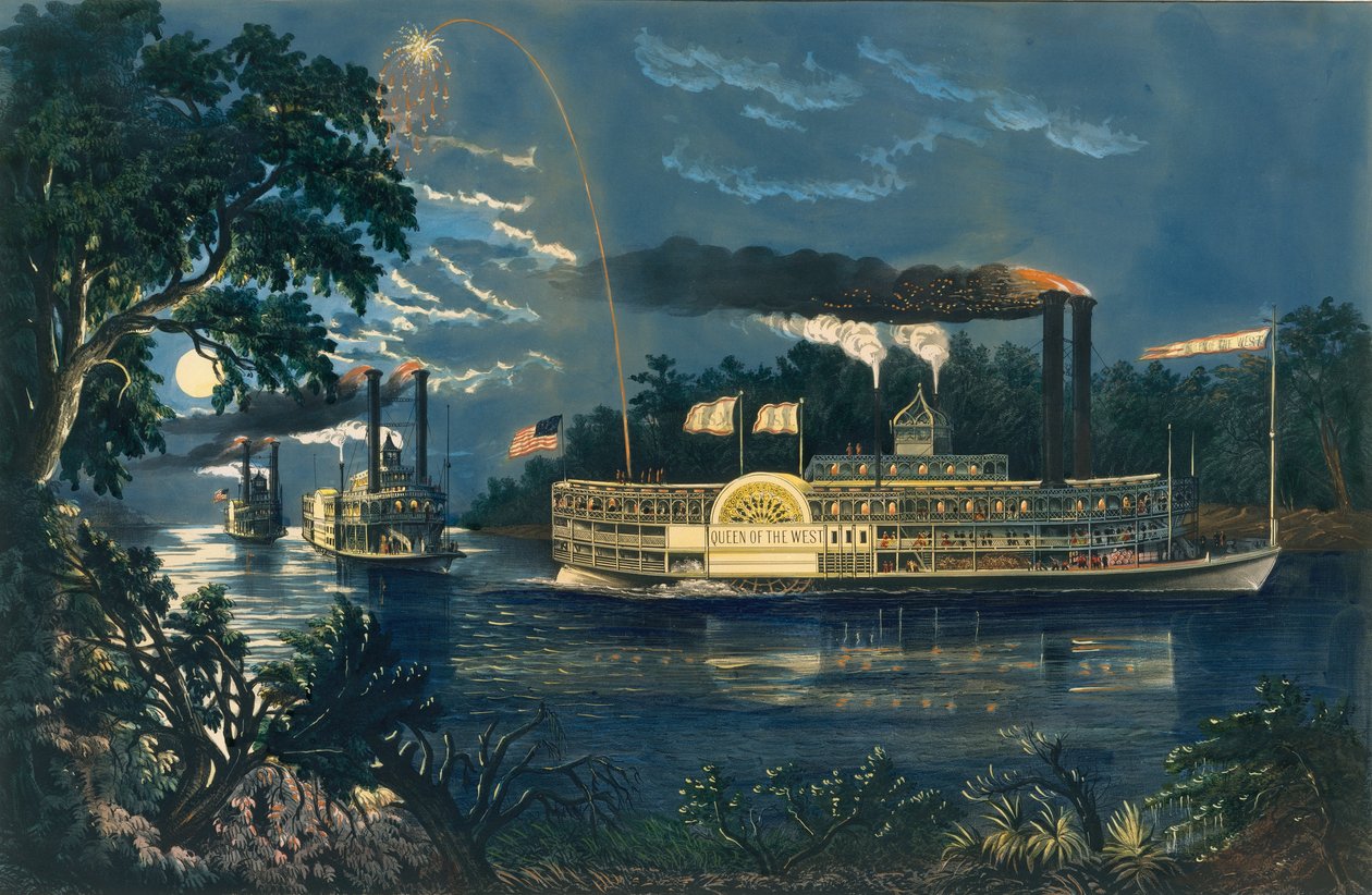 Kierrätä mutka Mississippillä - Erotustervehdys, 1866. tekijältä Frances Flora Bond Palmer
