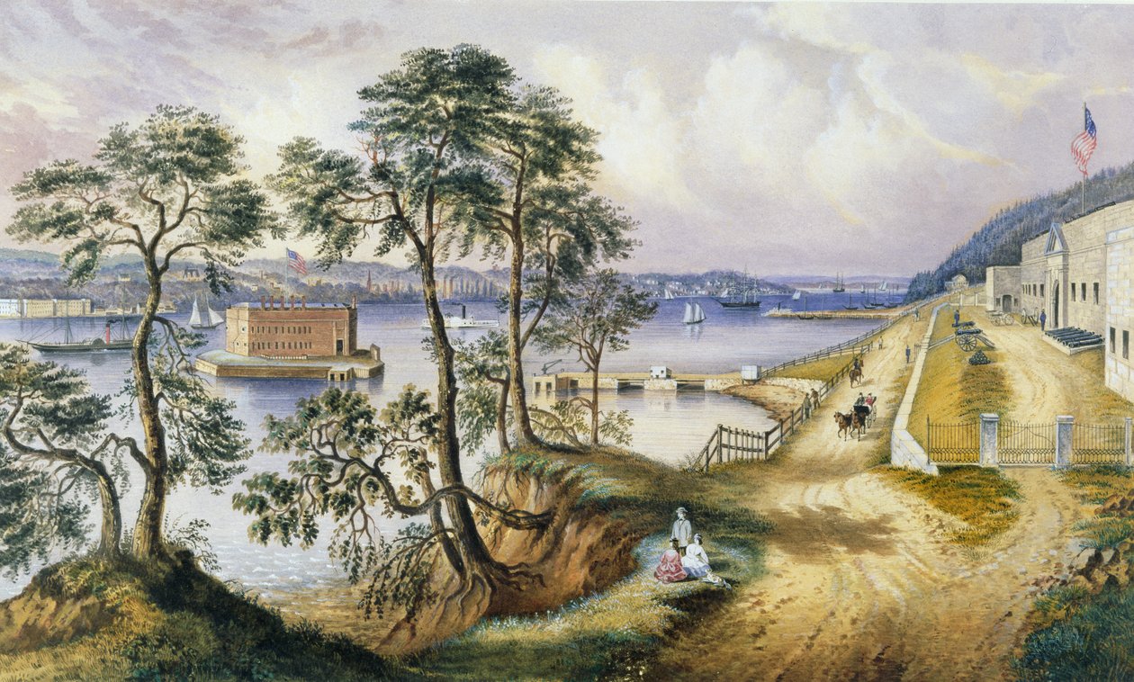 Staten Island and the Narrows Fort Hamiltonista, N.Y., n. 1861 tekijältä Frances Flora Bond Palmer