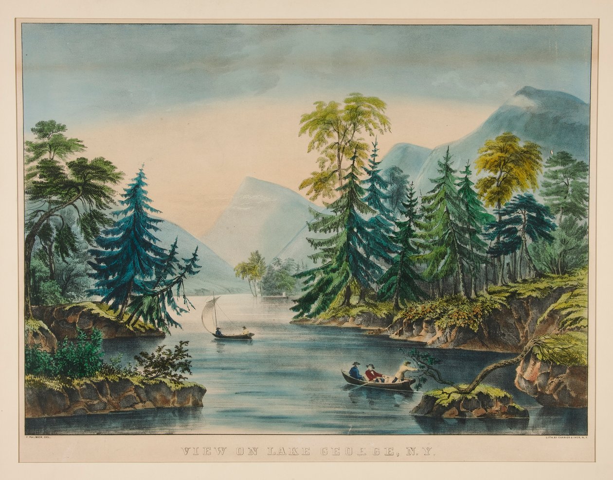 Näkymä Lake Georgelle, NY tekijältä Frances Flora Bond Palmer