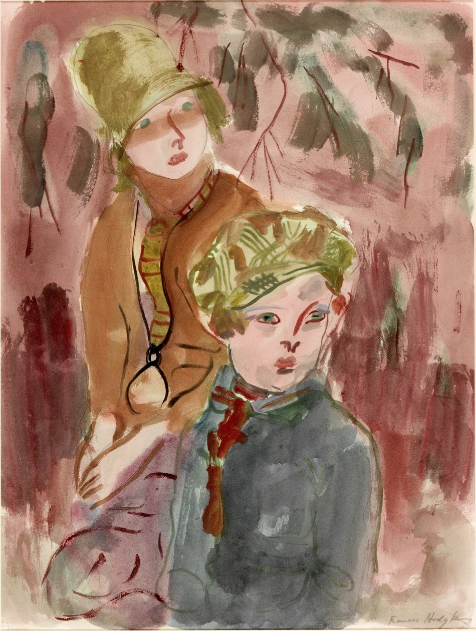 Poika ja tyttö (vartalonväri paperilla) tekijältä Frances Hodgkins