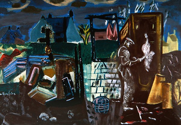 Ulkorakennukset, n. 1935 (öljy kankaalle) tekijältä Frances Hodgkins