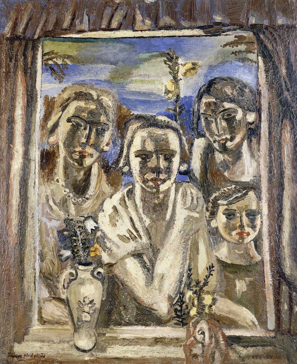Perhe, n. 1926-1930 (öljy kankaalle) tekijältä Frances Hodgkins