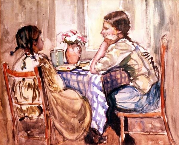 Ateria (akvarelli paperille) tekijältä Frances Hodgkins
