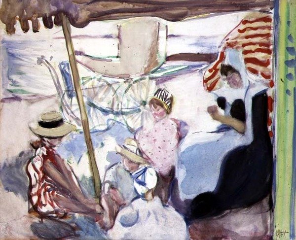 Piknik, n. 1914 (akvarelli paperille) tekijältä Frances Hodgkins
