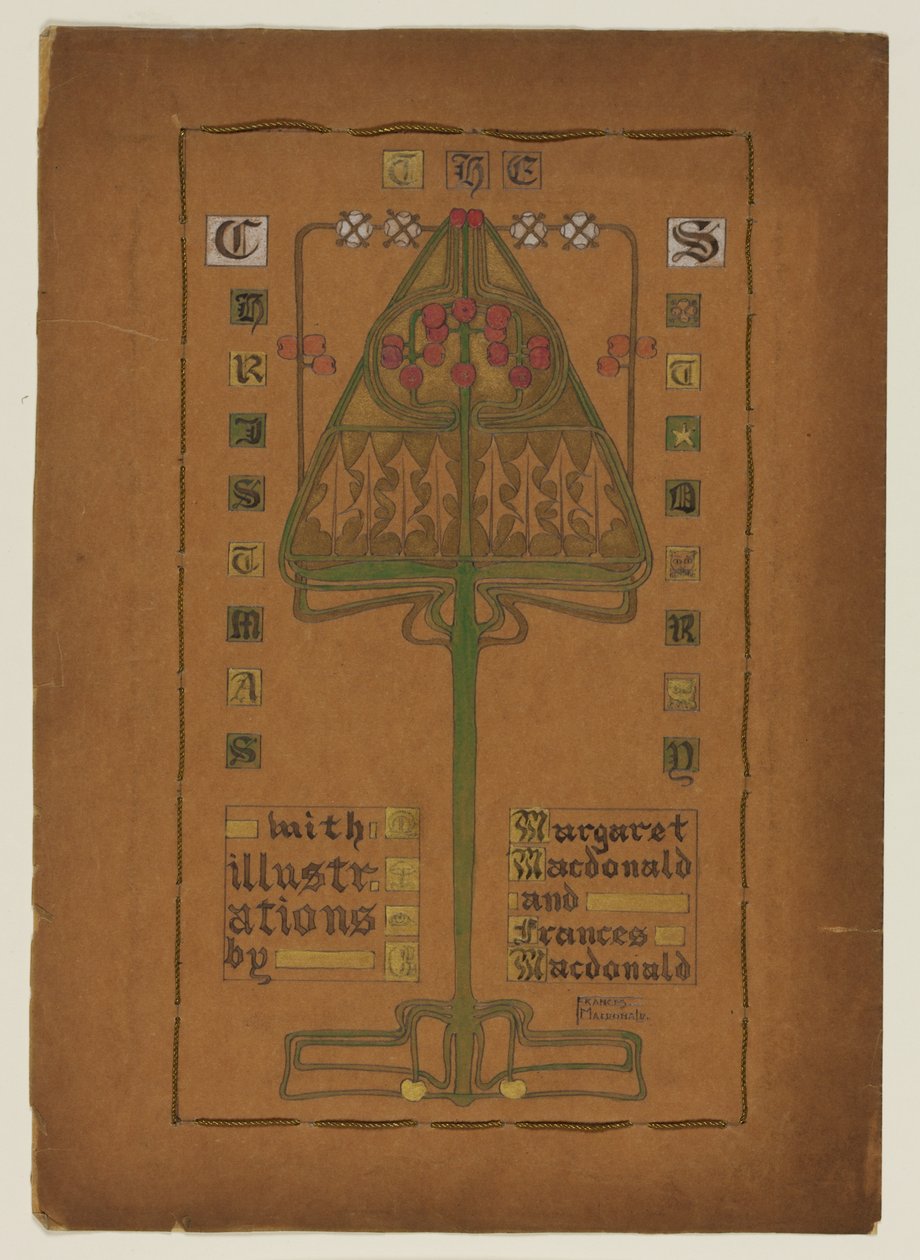 Nimisivu teokselle "The Christmas Story", 1895-96 tekijältä Frances Macdonald
