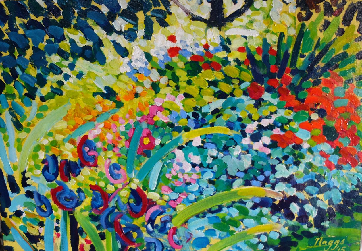 Kuuma kesäraja, 2015 (akryyli kankaalle) tekijältä Frances Naggs