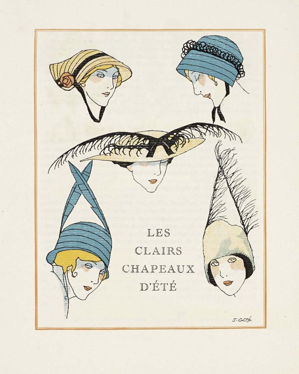 Les Clair Chapeaux dEte, pub. 1914 (sabluunapainatus) tekijältä Francesc Xavier Gosé