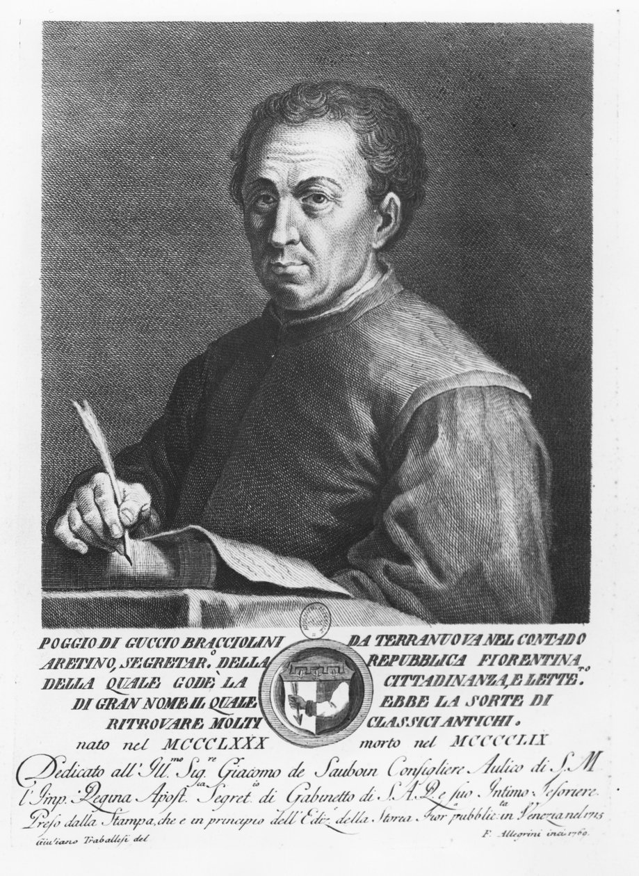 Poggio Bracciolinin muotokuva, 1769 tekijältä Francesco Allegrini