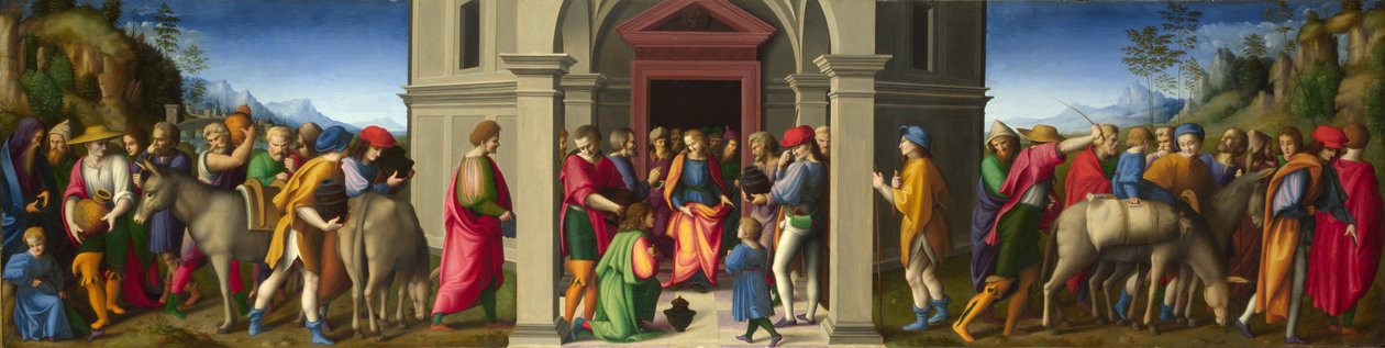 Giuseppe riceve ja suoi fratelli sul loro seconda visita Egitossa tekijältä Francesco Ubertini Bacchiacca