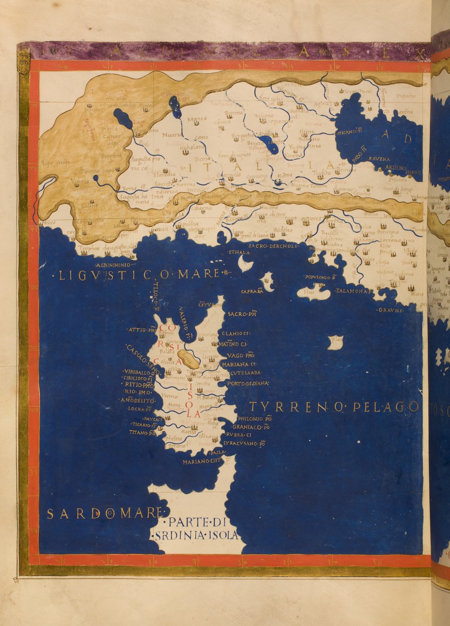 Italian kartta, joka perustuu Ptolemys Geographia -teokseen vuodelta 1480 (ks. myös 3496135). tekijältä Francesco Berlinghieri