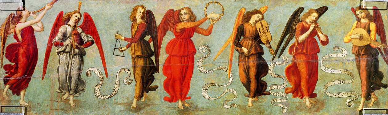 Enkelit soittavat soittimia, n. 1475-1497 (tempera paneelissa) tekijältä Francesco Botticini