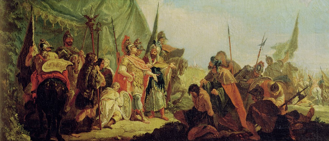 Aleksanteri Suuri (356-23 eKr.) ja Porus tekijältä Francesco Fontebasso