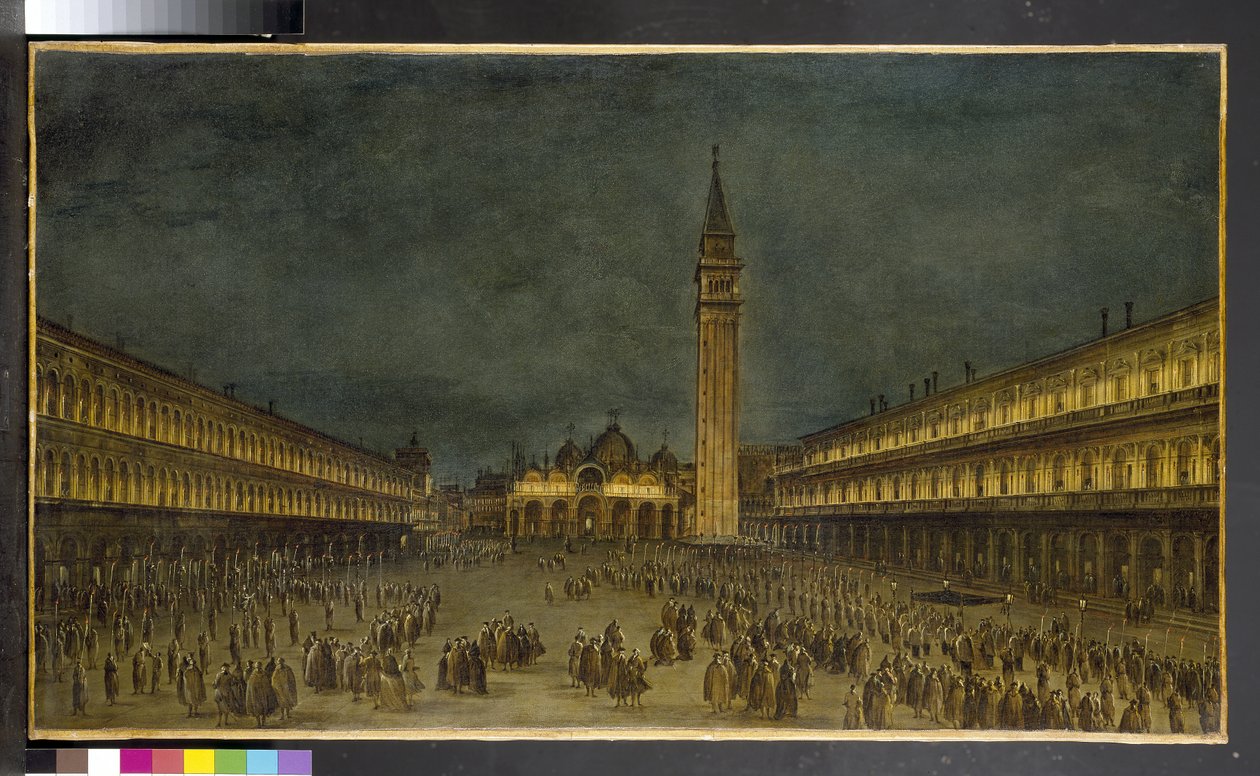 Yökulkue Piazza San Marcolla, 1750-60 tekijältä Francesco Guardi