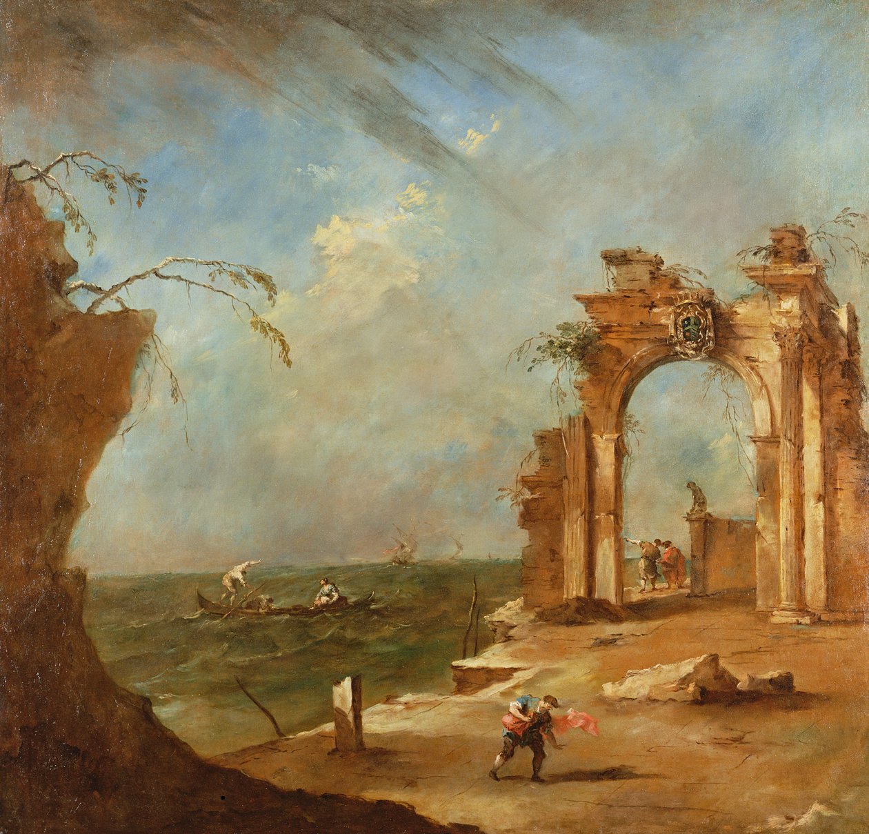 Capriccio pilalla kaarella (öljy) tekijältä Francesco Guardi