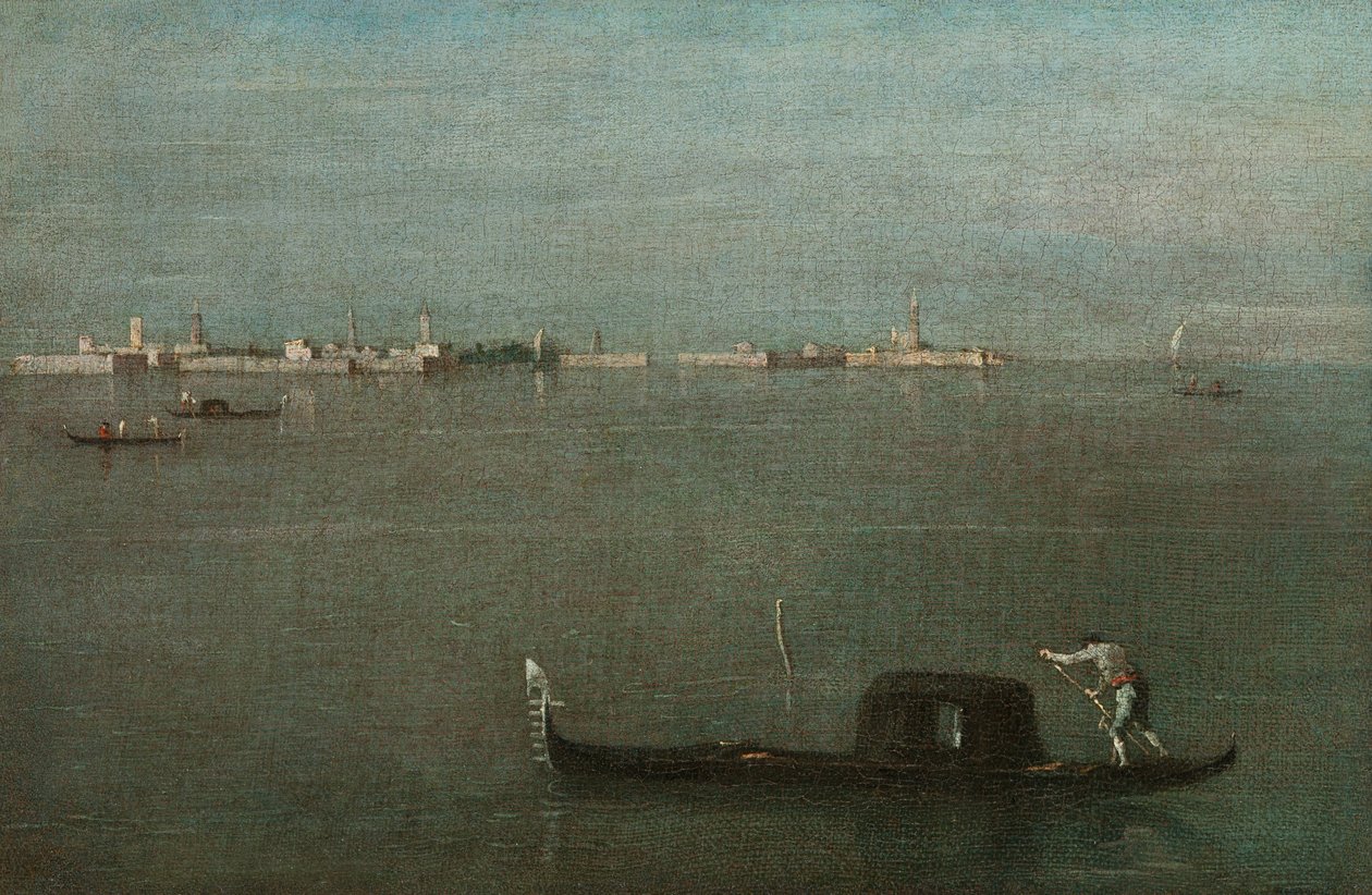 Gondolit laguunilla (harmaa laguuni) tekijältä Francesco Guardi