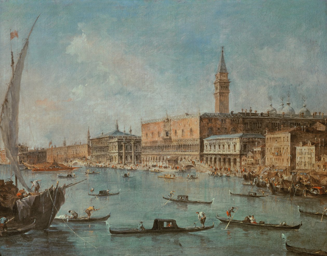 Dogen palatsi ja Molo San Marcon altaalta, Venetsia, n. 1770 tekijältä Francesco Guardi