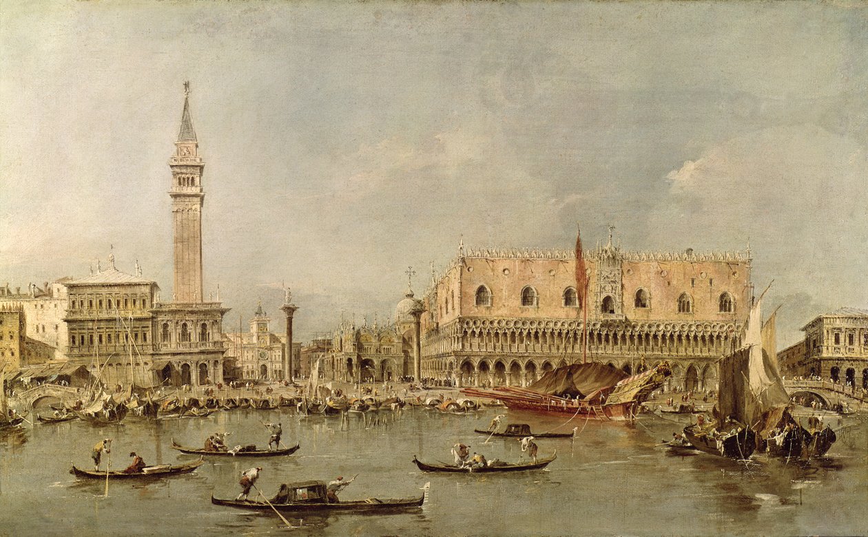 Piazzetta ja Palazzo Ducale San Marcon altaalta tekijältä Francesco Guardi