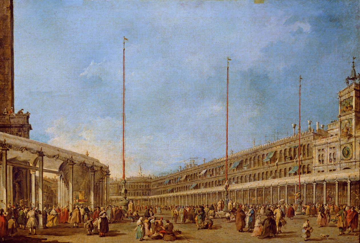 Pyhän Markuksen aukiolla kulkeva Corpus Domini -kulkue, noin 1766-70. tekijältä Francesco Guardi