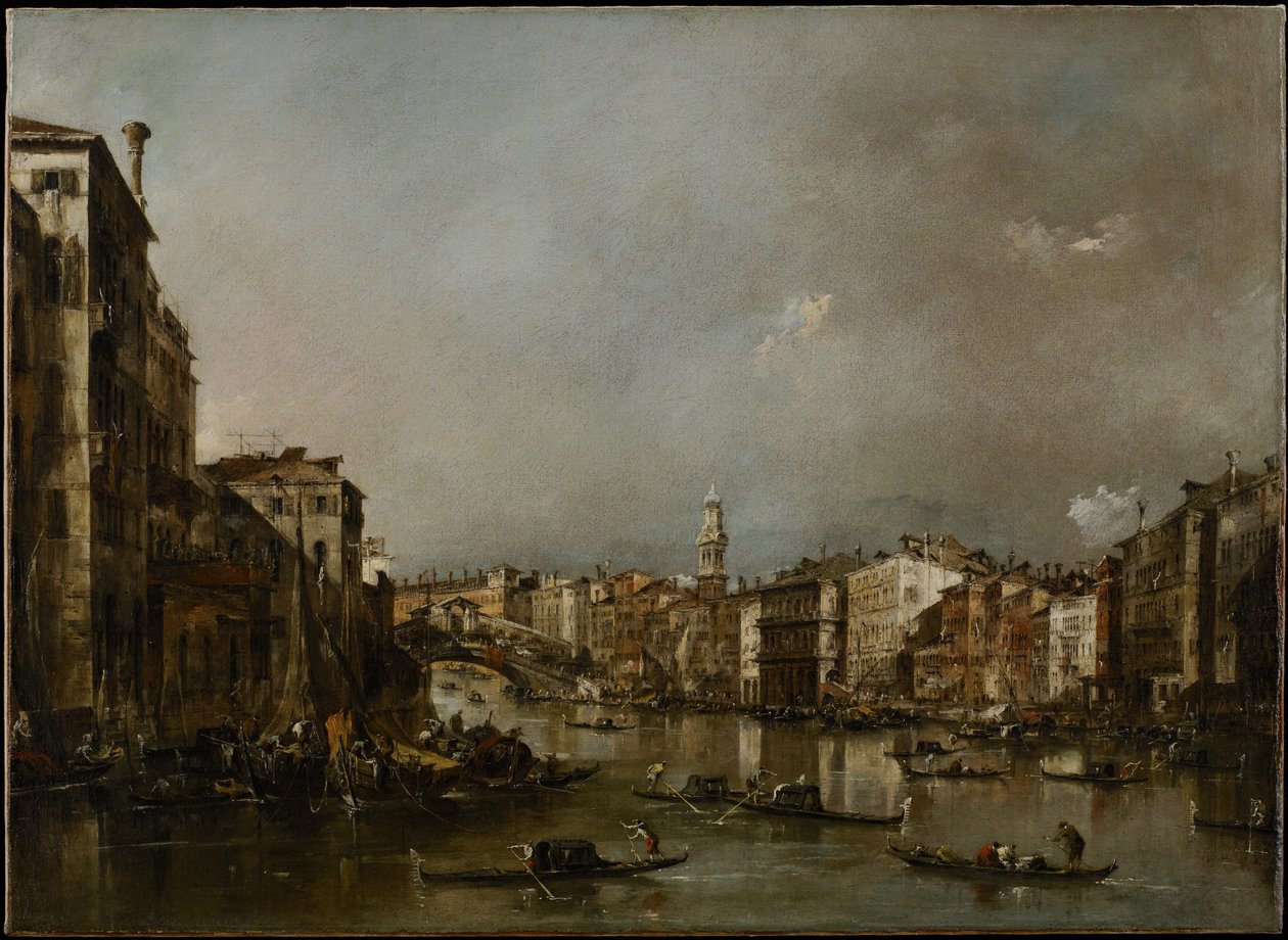 Näytä Grand Canal kohti Rialtoa, n. 1785 tekijältä Francesco Guardi