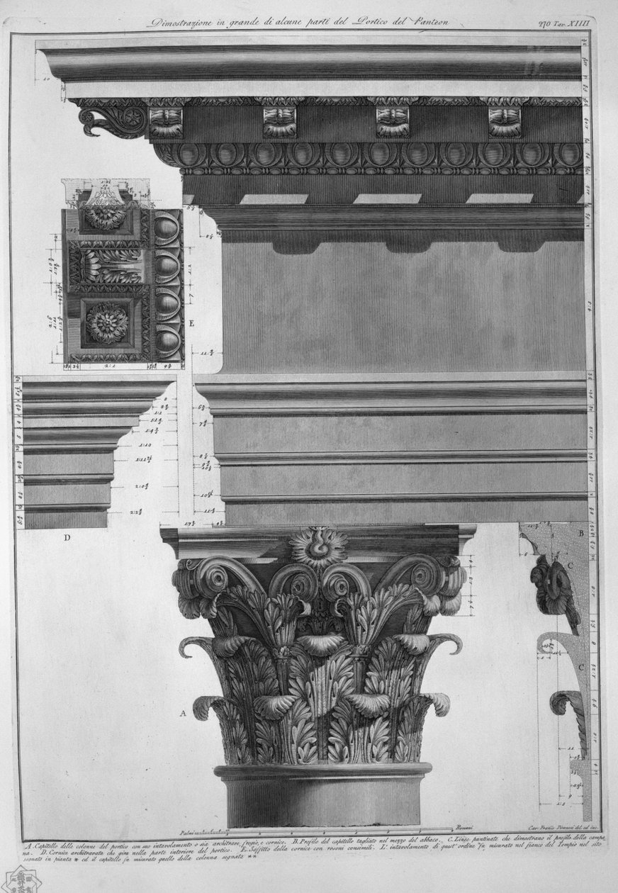 Dimostrazione Grande di Alcune parti del Portico del Pantheon tekijältä Francesco Piranesi