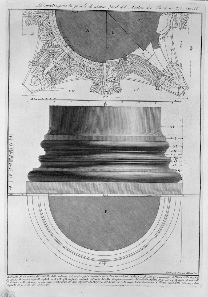 Dimostrazione Grande di Alcune parti del Portico del Pantheon tekijältä Francesco Piranesi