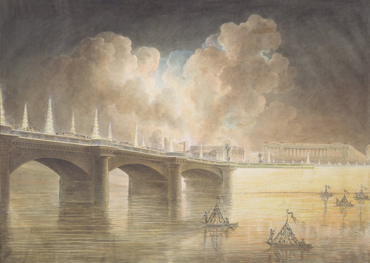 Ilotulitus Place de la Concordessa Brumairen 18. vuosipäivänä (9. marraskuuta 1799) tekijältä Francesco Piranesi