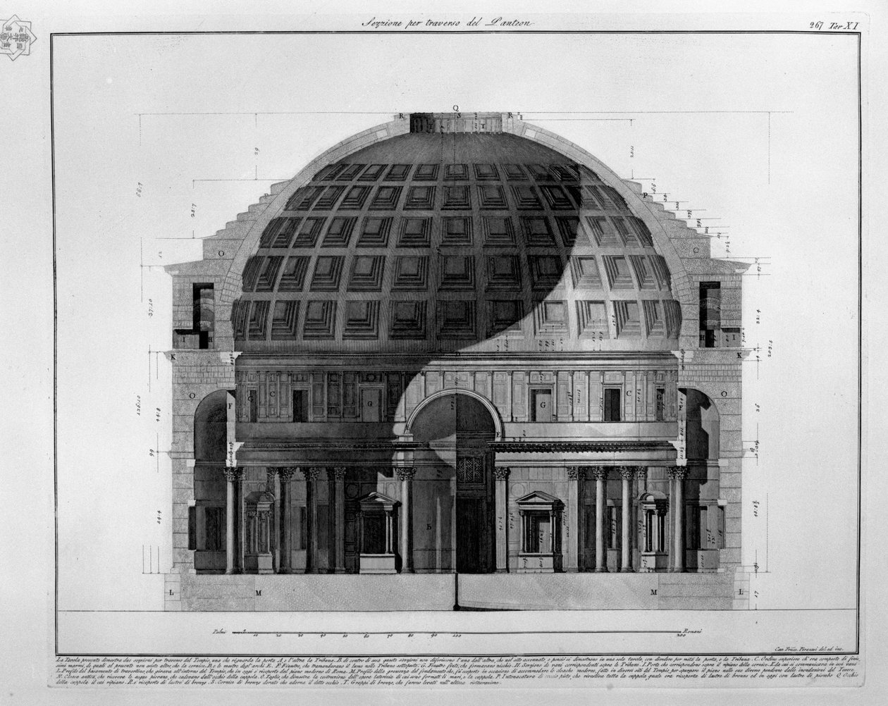 Sezione per traverso del Pantheon tekijältä Francesco Piranesi