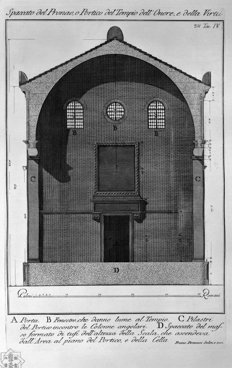 Spaccato del Pronao, tai Portico del Tempio dell 