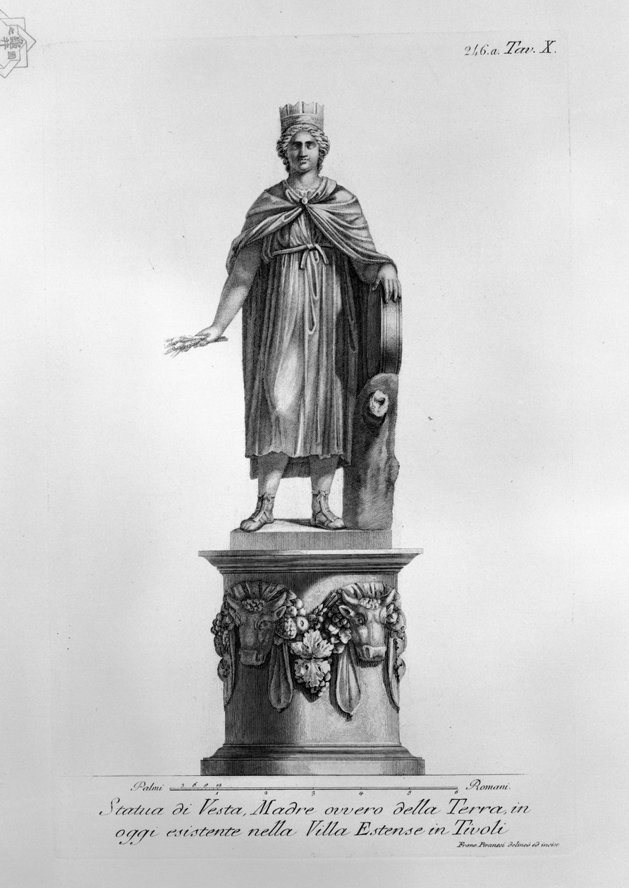 Statua di Vesta, Madre ovvero della Terra, in oggi esistente nella Villa Estense in Tivoli tekijältä Francesco Piranesi