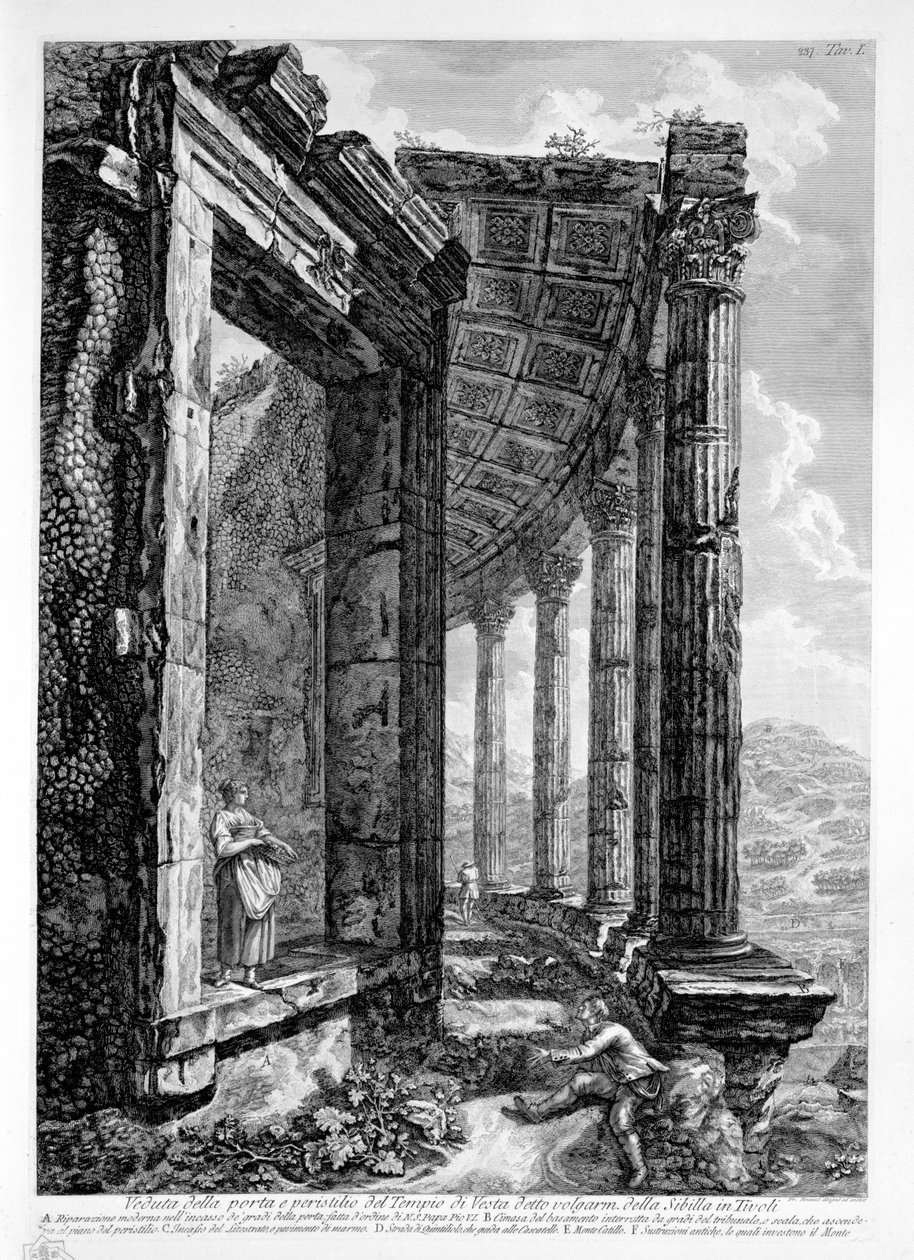 Veduta della porta ja peristilio del Tempio di Vesta detto volgarm. della Sibilla Tivolissa tekijältä Francesco Piranesi