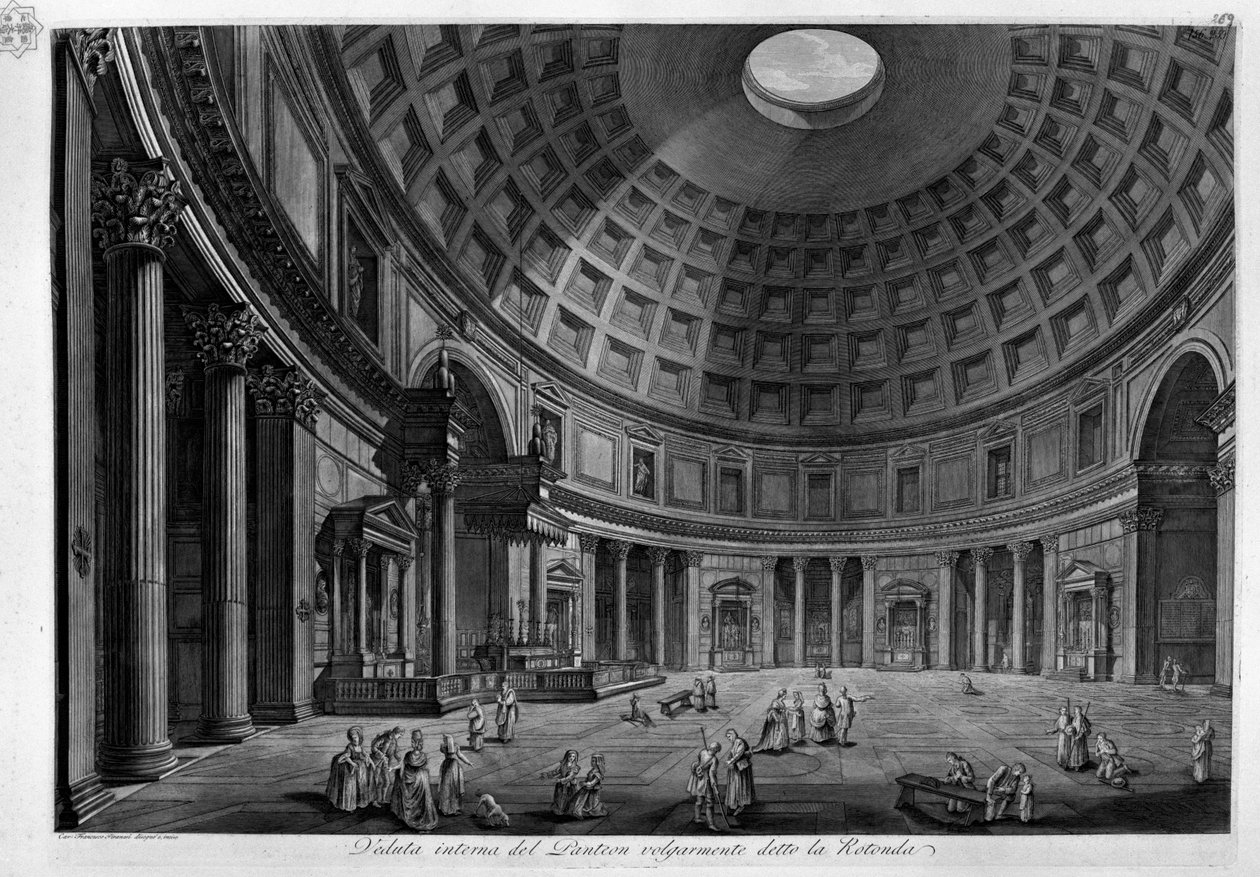 Veduta interna del Panteon volgarmente detto la Rotonda tekijältä Francesco Piranesi