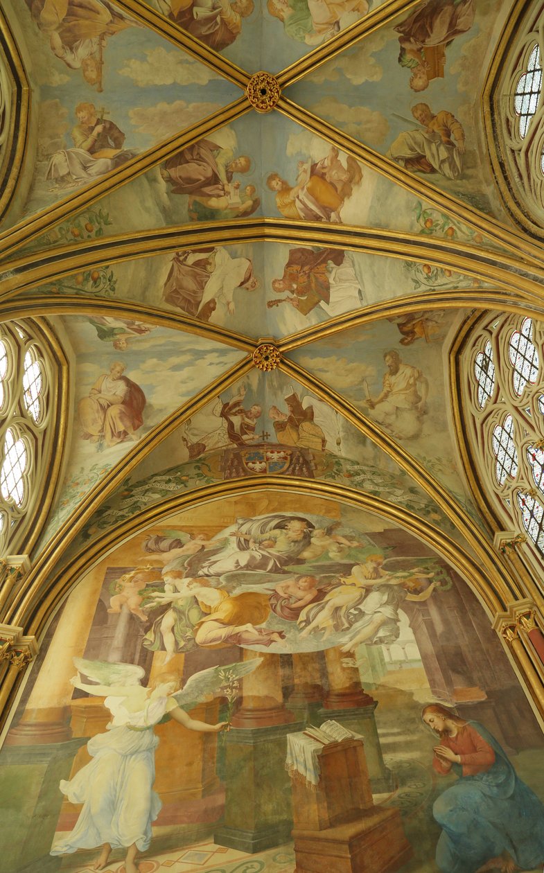 Luostarin Rayonnant-kappelin holvit renessanssimaalauksilla, 1200-1500 tekijältä Francesco Primaticcio