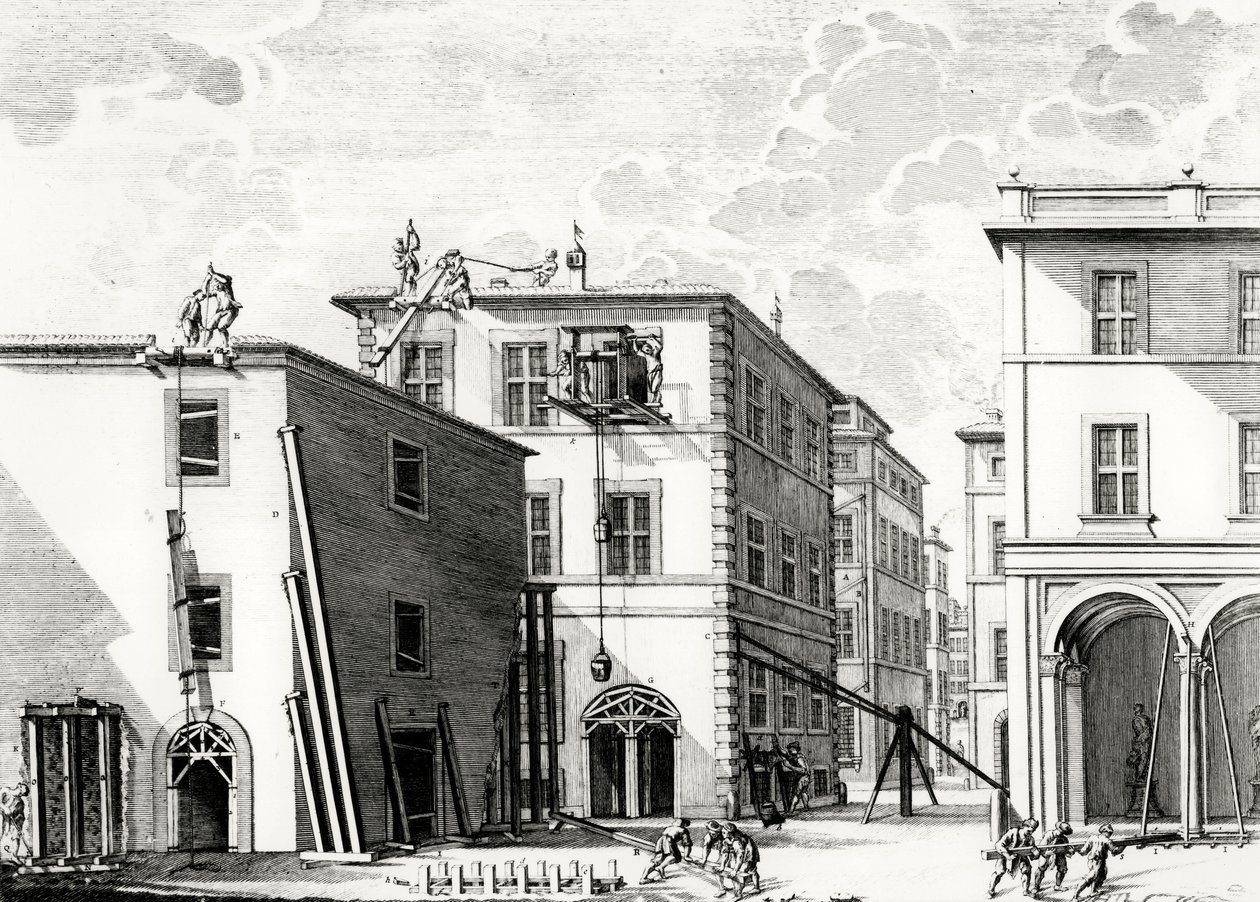 Rakennustyöt, kaiverrus M. Schedl tekijältä Francesco Rostagni