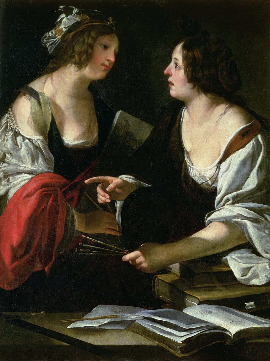 Maalauksen ja arkkitehtuurin allegooria, n. 1620 tekijältä Francesco Rustici