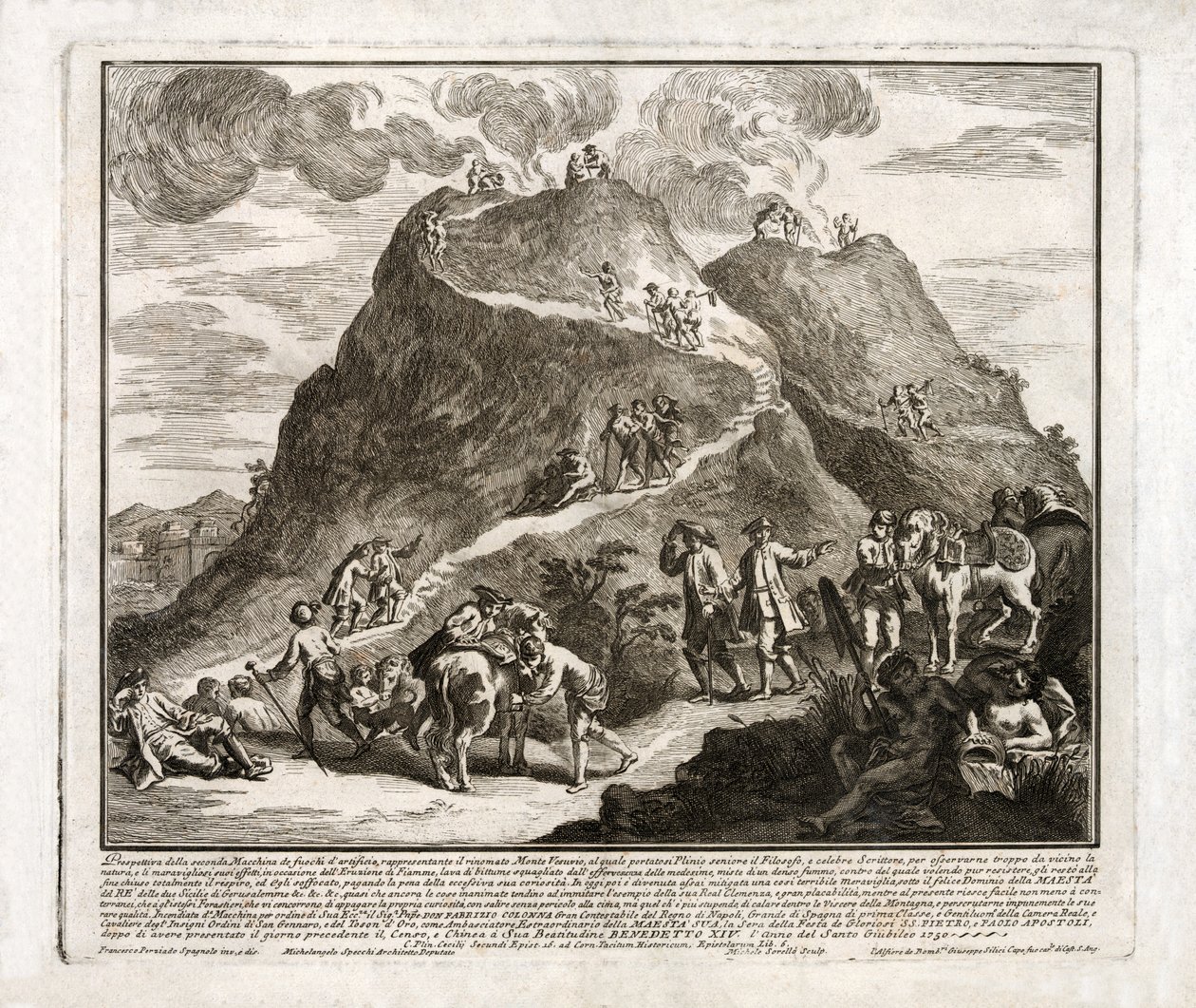 Perspektiivi Vesuviuksen toisesta purkauksesta, julkaistu 1750 tekijältä Francesco Spagnolo Perziado