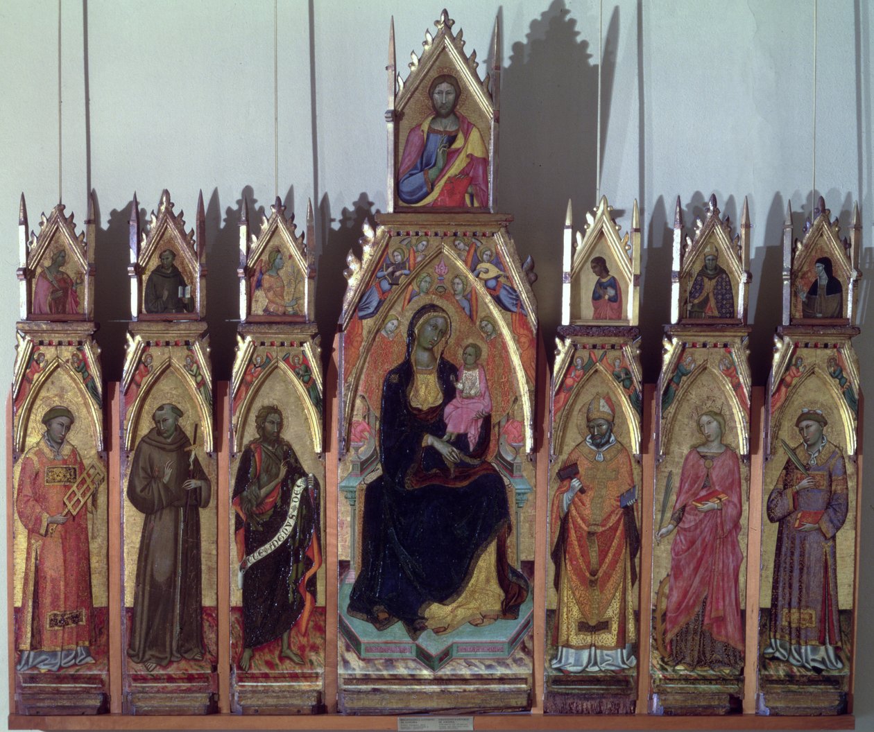 Madonna ja lapsi, Kristus ja pyhät, 1393 (tempera paneelissa) tekijältä Francesco da Ancona