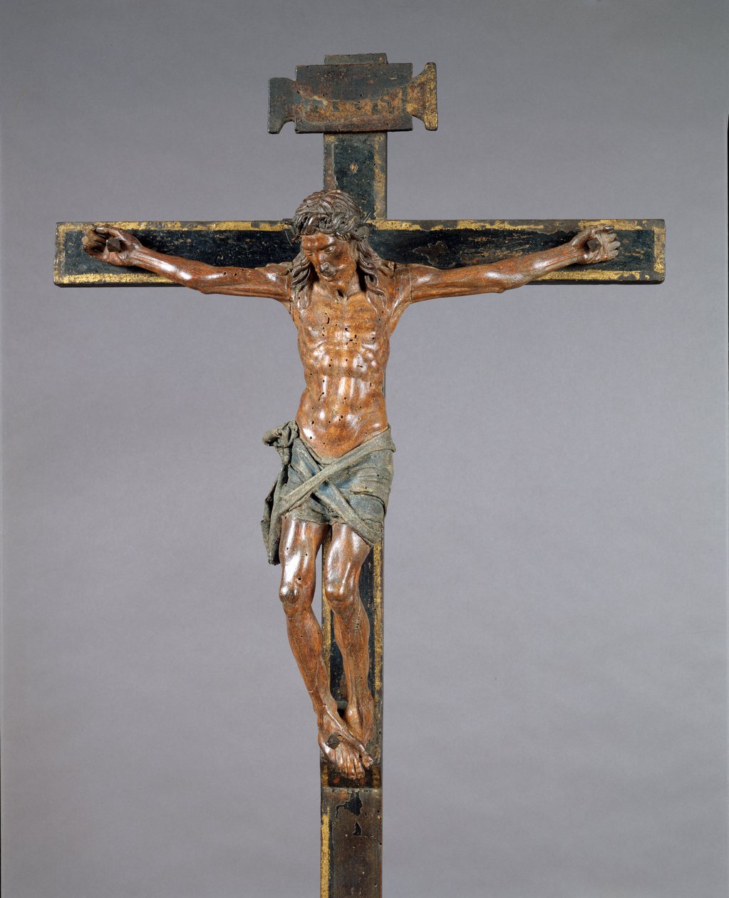 Kristus ristiinnaulittu, n. 1525 (hedelmäpuu kullattu ja monivärinen pellava) tekijältä Francesco da Sangallo
