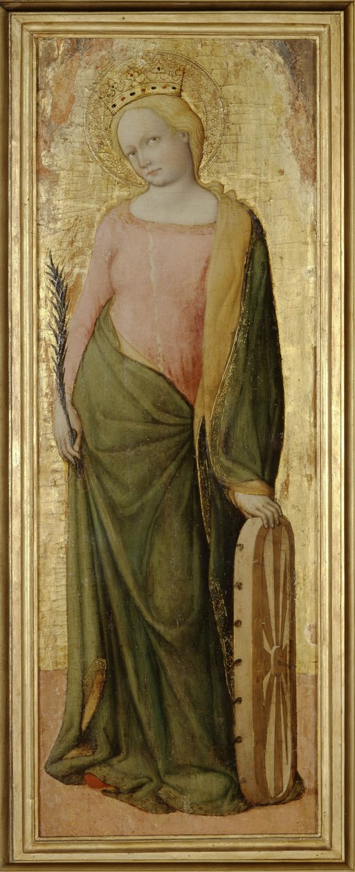 Pyhä Katariina Aleksandrialainen, n. 1443-1468 (tempera ja kultaus taulussa) tekijältä Francesco de