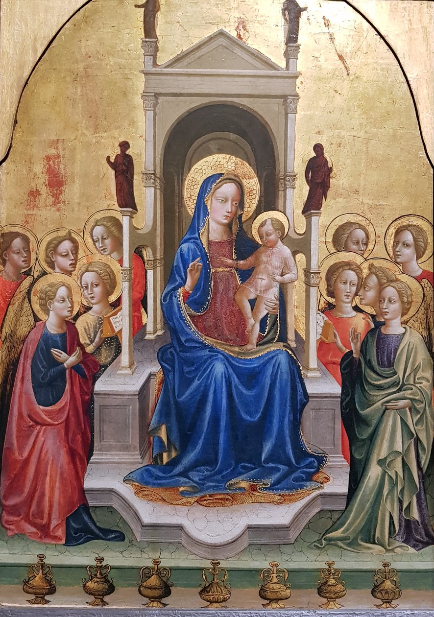 Neitsyt ja lapsi valtaistuimella, kymmenen enkelin ympäröimänä tekijältä Francesco di Antonio di Bartolomeo