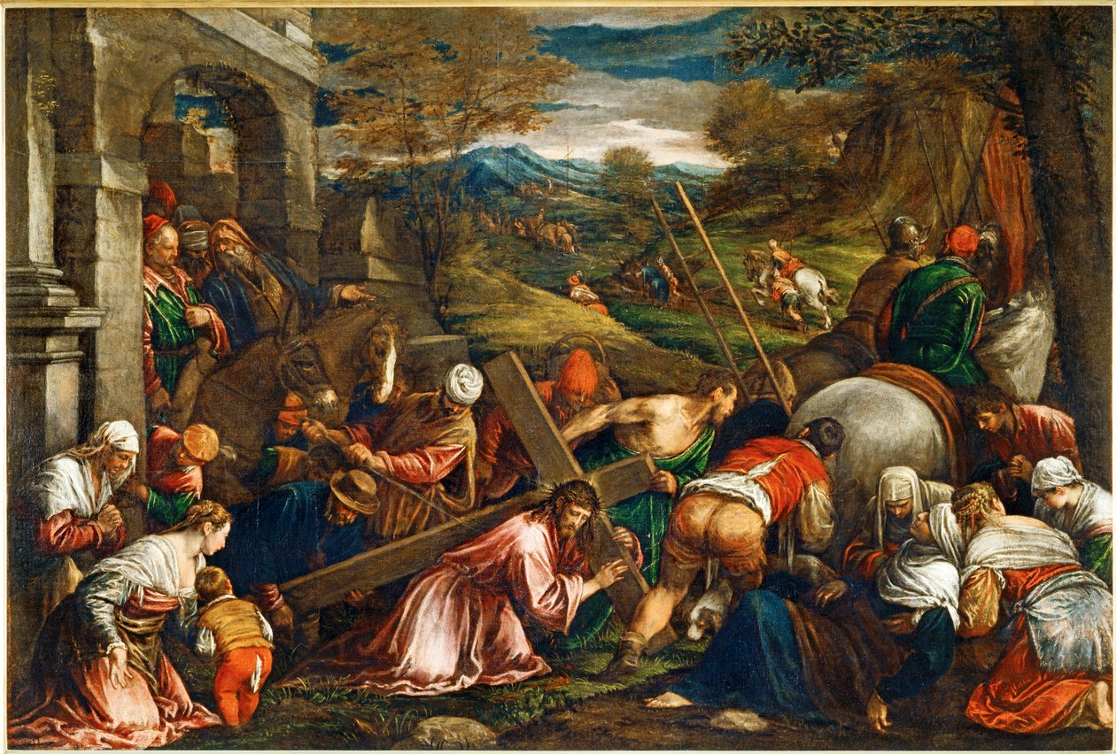 La Montee au Calvaire - Jeesus Kristus kantaa ristiä ... tekijältä Francesco (1549 92) Bassano