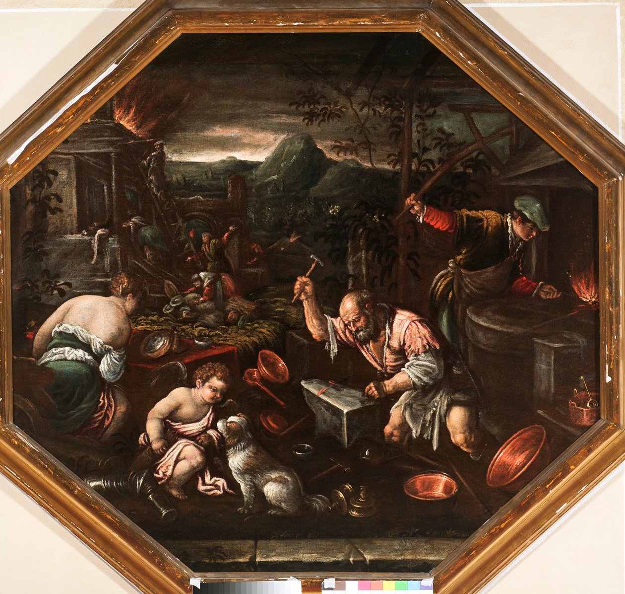 Tulilegoria Francesco da Ponte dit Francesco Bassanon (1549-1592) maalaus Genes, Strada Nuova -museot tekijältä Francesco Bassano